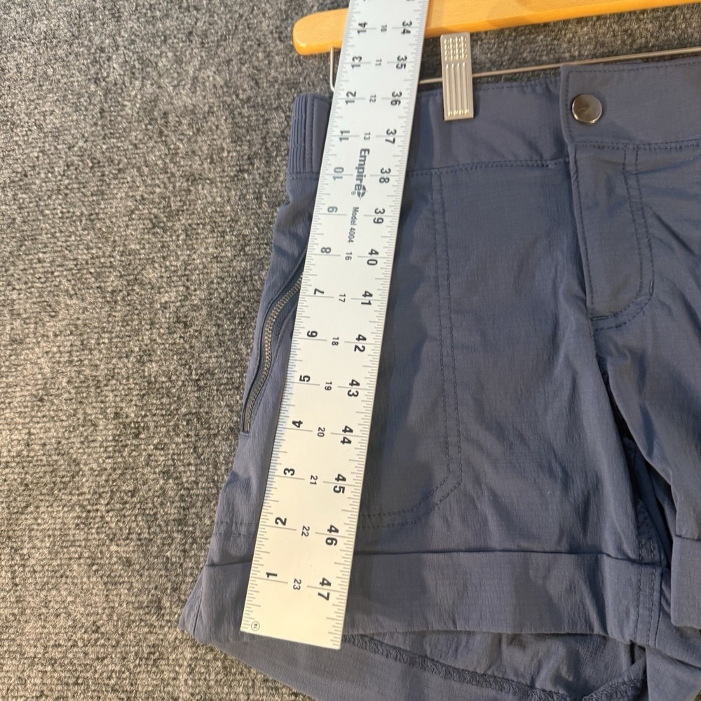 Athleta Trekkie Hiking Shorts Womens 6 Blue Zip Pocket Nylon Spandex - Picture 9 of 13